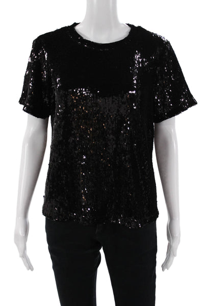 Sanctuary Womens Black Crew Neck Short Sleeve 80s T-Shirt Size L