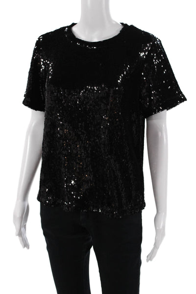 Sanctuary Womens Black Crew Neck Short Sleeve 80s T-Shirt Size L