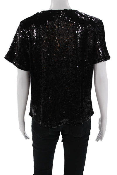 Sanctuary Womens Black Crew Neck Short Sleeve 80s T-Shirt Size L