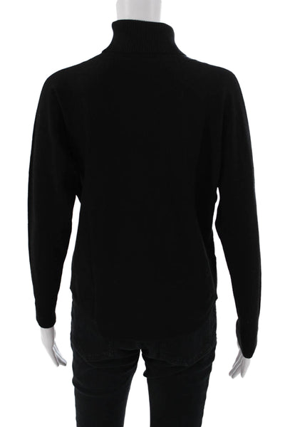 LIV Womens Black Floral Turtleneck Pullover Sweater Long Sleeve Size S