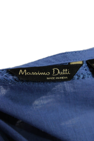 Massimo Dutti Women Tunic Blue Cotton 3/4 Sleeve Drawstring Size XS