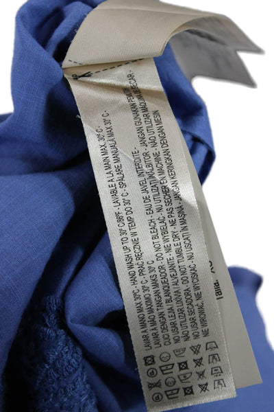 Massimo Dutti Women Tunic Blue Cotton 3/4 Sleeve Drawstring Size XS