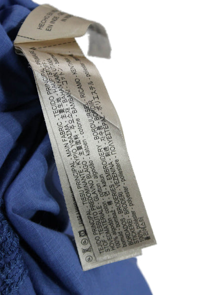 Massimo Dutti Women Tunic Blue Cotton 3/4 Sleeve Drawstring Size XS