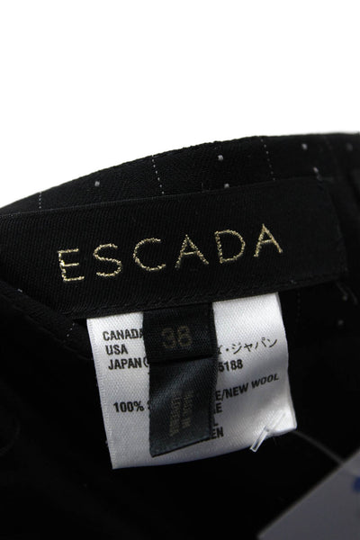 Escada Womens Straight Pencil Skirt Black Striped Wool Knee Length Size 38