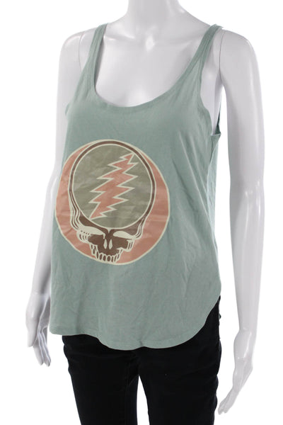 Next Level Apparel Womens Hippie Graphic Green Tank Size S