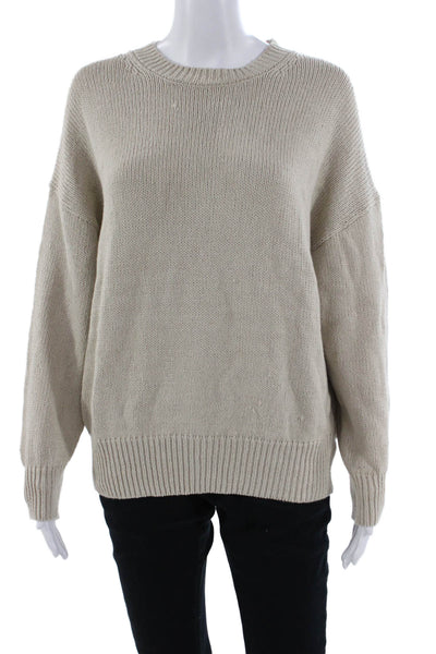 Massimo Dutti Unisex Pullover Sweater Beige Crew Neck Long Sleeve Size S
