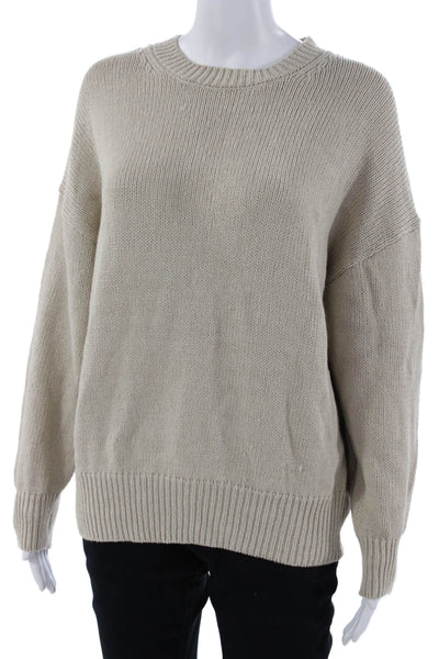 Massimo Dutti Unisex Pullover Sweater Beige Crew Neck Long Sleeve Size S