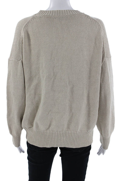 Massimo Dutti Unisex Pullover Sweater Beige Crew Neck Long Sleeve Size S