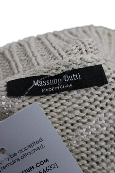 Massimo Dutti Unisex Pullover Sweater Beige Crew Neck Long Sleeve Size S