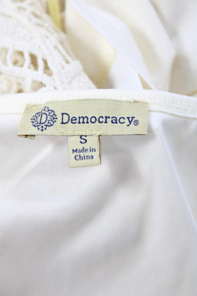 Democracy Women Tunic Blouse Beige 3/4 Sleeve Round Neck Bohemian Size S