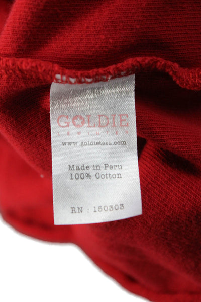 Goldie Womens Red 100% Cotton Crew Neck Pullover Sweater Long Sleeve Size XS
