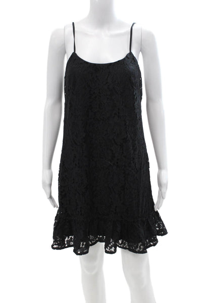 Scoop Womens Slip Dress Black Sleeveless Round Neck Short Size S