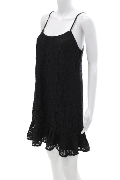 Scoop Womens Slip Dress Black Sleeveless Round Neck Short Size S
