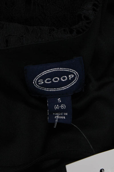 Scoop Womens Slip Dress Black Sleeveless Round Neck Short Size S