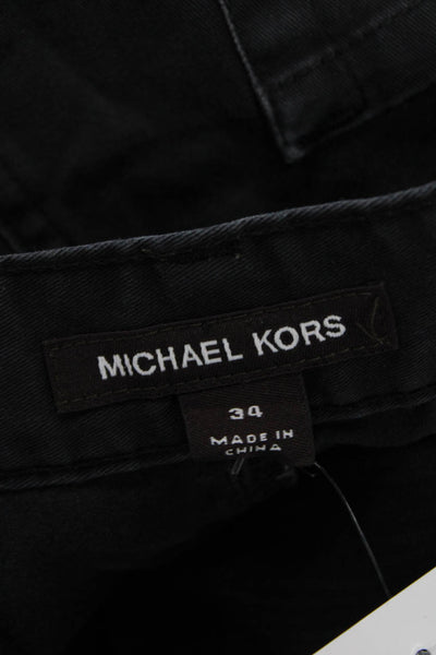 Michael Kors Mens Black Pants 97% Cotton 3% Spandex Button Size 34