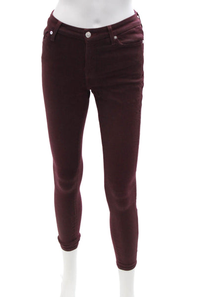 7 For All Mankind Women Cropped Ankle Jeggings Brown Designer Size 25