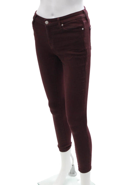 7 For All Mankind Women Cropped Ankle Jeggings Brown Designer Size 25