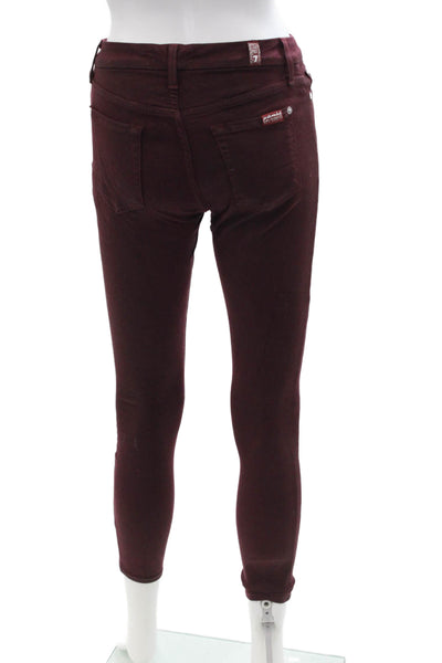 7 For All Mankind Women Cropped Ankle Jeggings Brown Designer Size 25