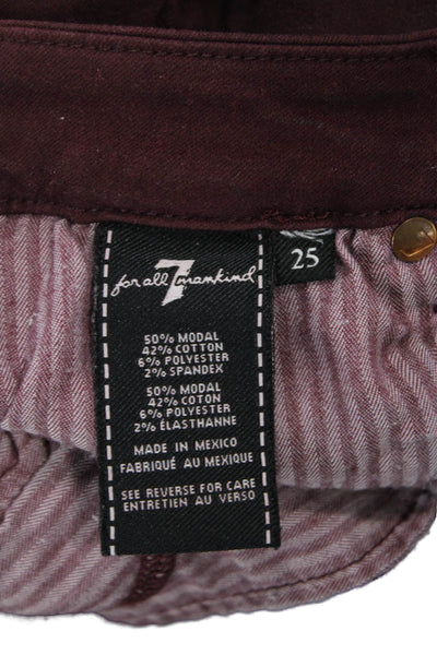 7 For All Mankind Women Cropped Ankle Jeggings Brown Designer Size 25