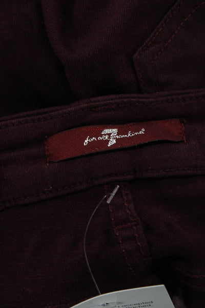 7 For All Mankind Women Cropped Ankle Jeggings Brown Designer Size 25