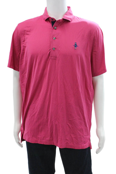 Greyson Mens Solid Collared Short Sleeve Polo Shirt Pink Size L