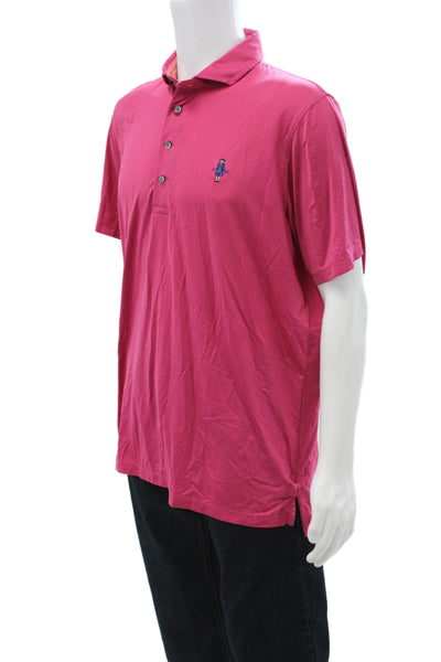 Greyson Mens Solid Collared Short Sleeve Polo Shirt Pink Size L
