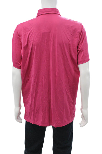 Greyson Mens Solid Collared Short Sleeve Polo Shirt Pink Size L