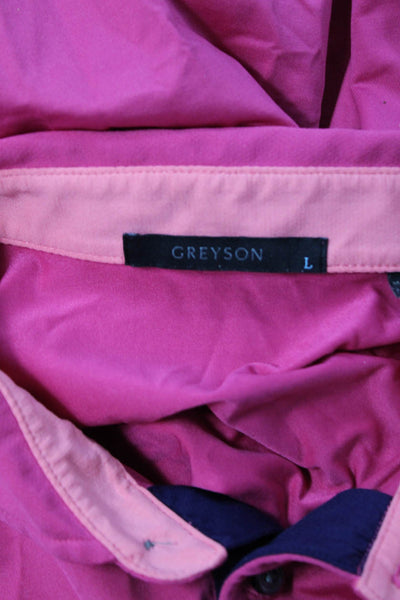 Greyson Mens Solid Collared Short Sleeve Polo Shirt Pink Size L