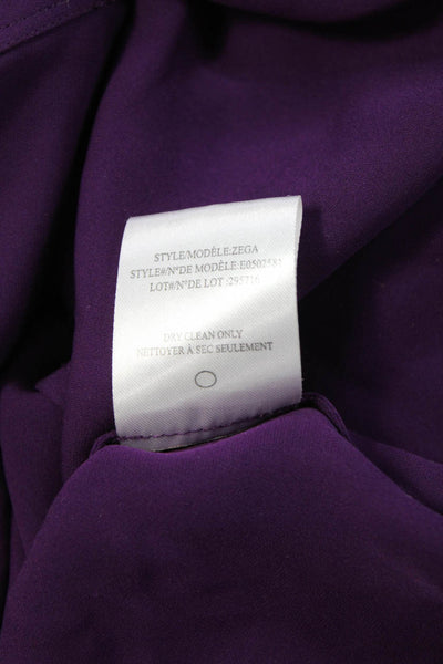Theory Womens Petite Silk Collared Long Sleeve Button Up Blouse Purple Size S
