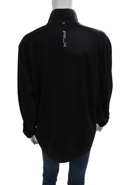 RLX Ralph Lauren Mens Mock Neck Pullover Sweatshirt Black Long Sleeve Size L