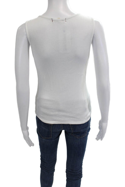 Amo Womens Basic Sleeveless Cotton Tank White Button Size XS