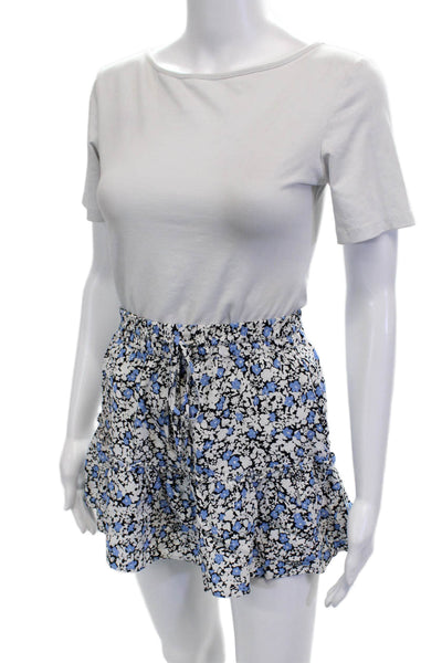 Zara Unisex Black Floral Viscose Drawstring Shorts Size S