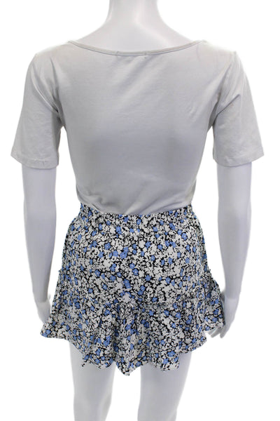 Zara Unisex Black Floral Viscose Drawstring Shorts Size S