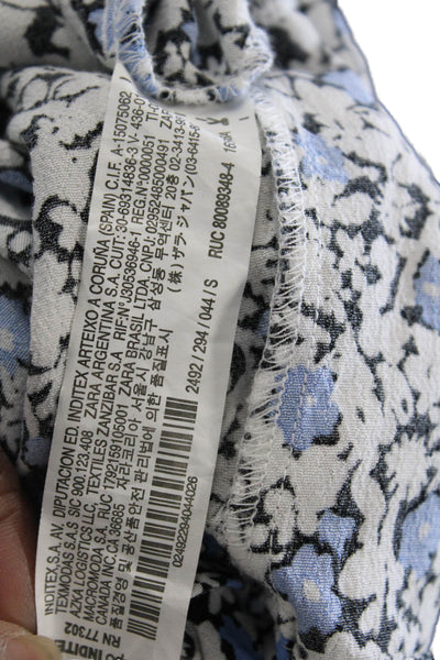 Zara Unisex Black Floral Viscose Drawstring Shorts Size S
