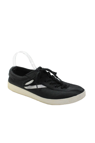 Tretorn Womens Lace Up Canvas Low Top Sneakers Black White Size 12
