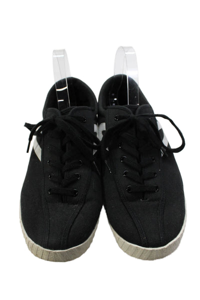 Tretorn Womens Lace Up Canvas Low Top Sneakers Black White Size 12