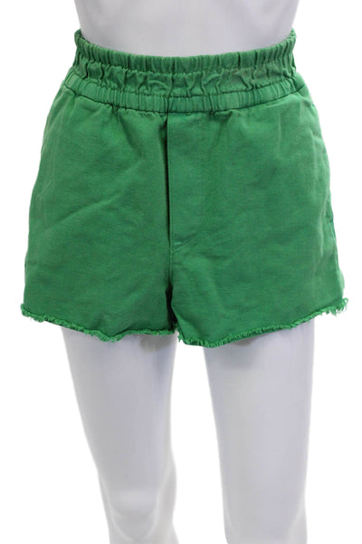 Zara Unisex Sweat Shorts Green Cotton Size S