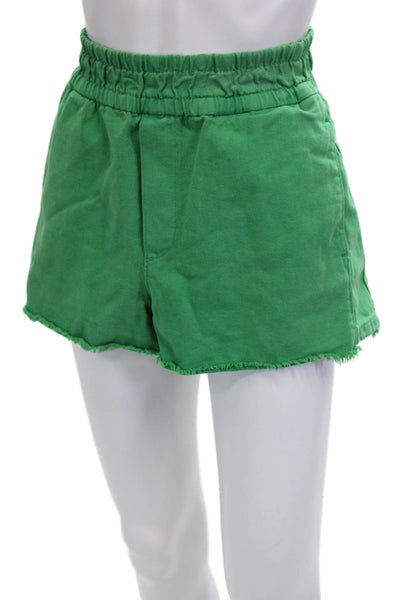 Zara Unisex Sweat Shorts Green Cotton Size S