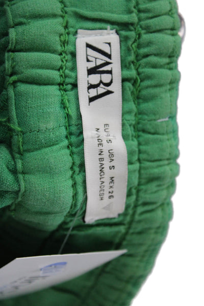 Zara Unisex Sweat Shorts Green Cotton Size S