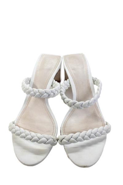 Porte & Paire Womens Open Toe Strappy Slip On High Heels White Size EUR 39.5