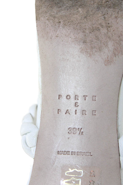 Porte & Paire Womens Open Toe Strappy Slip On High Heels White Size EUR 39.5