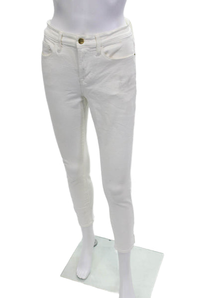 Frame Womens Ankle Skinny Jeans White Mid Rise Button Fly Size 29