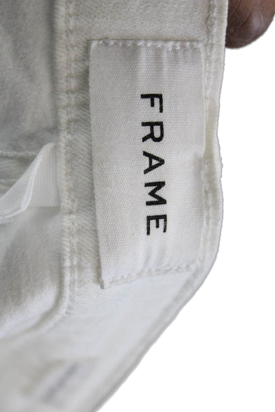 Frame Womens Ankle Skinny Jeans White Mid Rise Button Fly Size 29