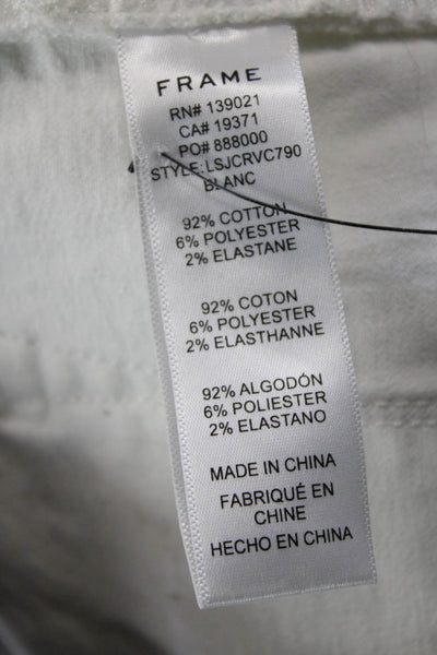 Frame Womens Ankle Skinny Jeans White Mid Rise Button Fly Size 29