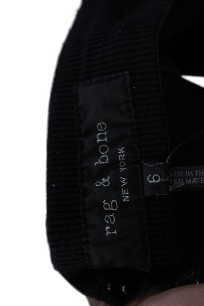 Rag & Bone Womens Cropped Ankle Pants Black Cotton Blend Zip Size 6