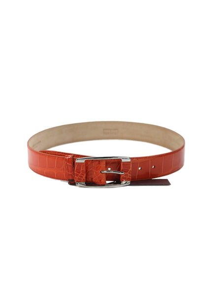 Tardini Womens Genuine American Alligator 1" & 1/4 Width Belt Sport Rust Sz 34