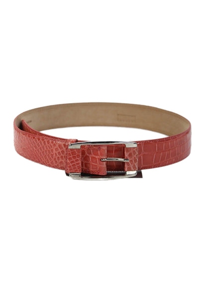 Tardini  Womens Genuine American Alligator 1" & 1/4 Width Belt Salmon Size 34
