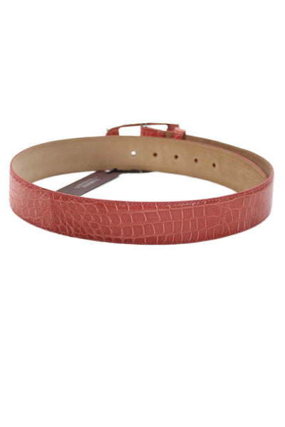 Tardini  Womens Genuine American Alligator 1" & 1/4 Width Belt Salmon Size 34