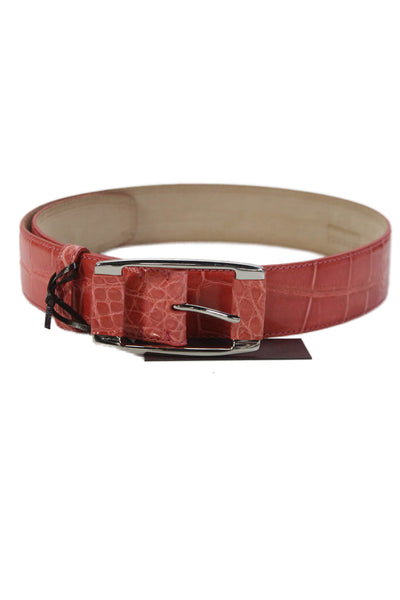 Tardini  Womens Genuine American Alligator 1" & 1/4 Width Belt Pink Size 32