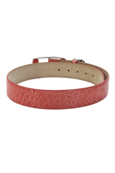 Tardini  Womens Genuine American Alligator 1" & 1/4 Width Belt Pink Size 32